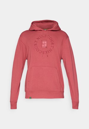 Bluza z kapturem z miękkiego, koralowego materiału z przednią kieszenią typu kangur. Posiada okrągły, haftowany logo na piersi.