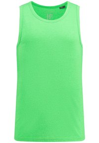 Zelený bezrukávový top s kulatým výstřihem, měkkou texturou a jemným logem na přední straně. Vyrobeno z lehkého materiálu.