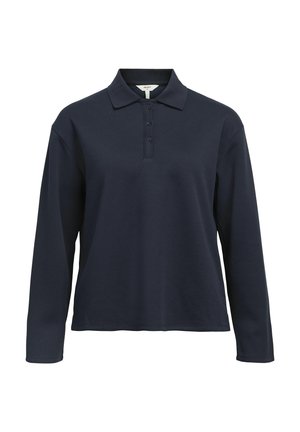 Mornarski polo s dugim rukavima s klasičnim ovratnikom, tri dugmeta i mekim teksturiranim materijalom.