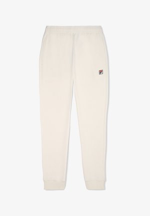 Cremefarvede sweatpants med elastisk talje, manchetter og sidelommer. Har et lille, farvet logo på venstre hofte.