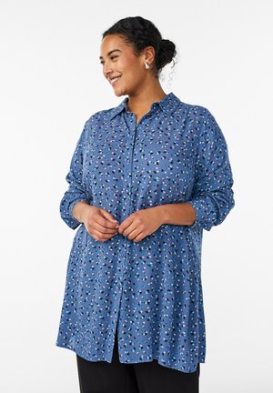 Hemdbluse - v indigo disty flwr