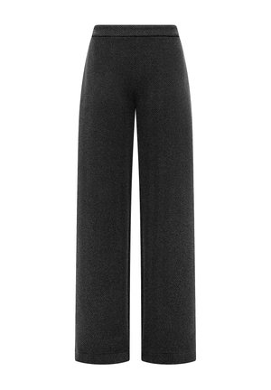 Deha, PALAZZO TROUSERS IN HERRINGBONE JACQUARD - TROUSERS - Bukser - black