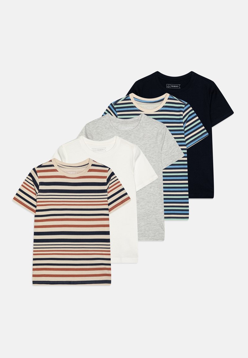 Friboo UNISEX 5 PACK - Základné tričko - dark blue/white/mottled light grey