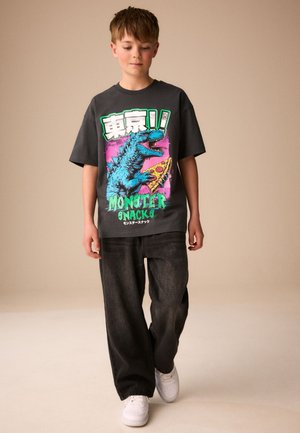 Next, REGULAR FIT - SHORT SLEEVE GRAPHIC T-SHIRT . - T-Shirt print - charcoal grey pizza