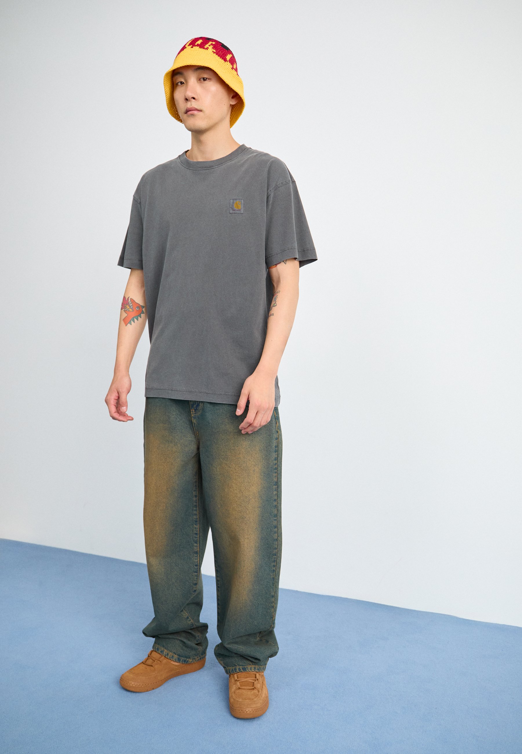 Carhartt WIP NELSON - Basic T-shirt - charcoal garment dyed