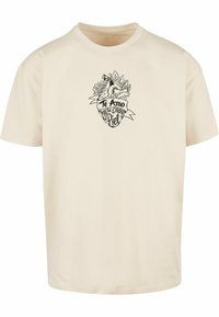 Merchcode FRIDA KAHLO TE AMO OUTLINE HEAVY OVERSIZE TEE - T-shirts med print - sand