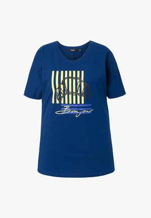 Ulla Popken, T-SHIRT, CROISSANT, OVERSIZED, RUNDHALS, HALBARM - Camiseta estampada - blue