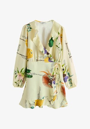 Next, TALL FIT - LONG SLEEVE MINI WRAP - Jurk - kew collection yellow floral print