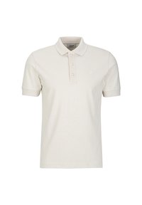 Beige polo shirt van katoen, voorzien van een klassieke kraag, korte mouwen, een drieknoopsluiting en een subtiele logo op de borst.