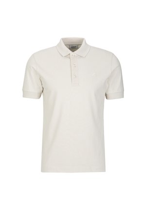 Beige polo shirt van katoen, voorzien van een klassieke kraag, korte mouwen, een drieknoopsluiting en een subtiele logo op de borst.