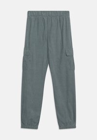 Cargo byxor i mjukt, strukturerat tyg, i skiffergrå färg, med elastisk midja och sidofickor. Avslappnad rak ben-design.