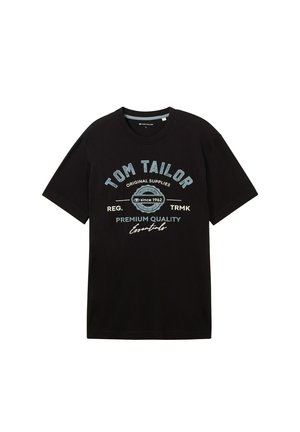 TOM TAILOR LOGO TEE - T-Shirt print - black