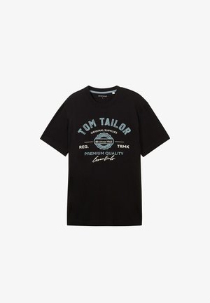 TOM TAILOR LOGO TEE - T-shirt print - black