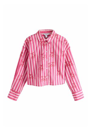 Next, REGULAR FIT - OVERSIZED BOYFRIEND LONG SLEEVE SHIRT  . - Button-down blouse - pink red stripe cherry embroidered