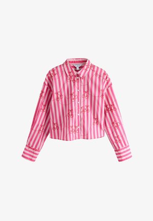 Next, REGULAR FIT - OVERSIZED BOYFRIEND LONG SLEEVE SHIRT . - Button-down blouse - pink red stripe cherry embroidered