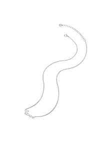 Collana in argento con ciondolo a forma di 'love'. Maglie delicate, superficie liscia e un leggero luccichio. Lunghezza regolabile con chiusura.