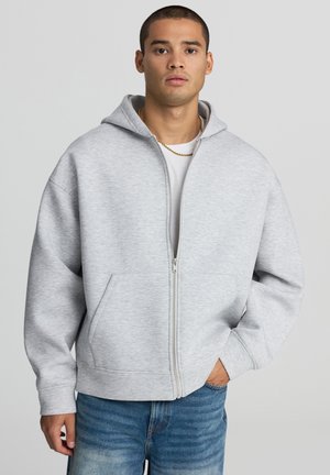 Felpa con zip - grigio chiaro melange