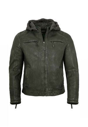 SANDOKO - Lederjacke - dunkelgrün