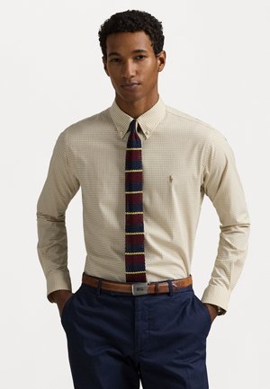 SLIM FIT GINGHAM STRETCH POPLIN SHIRT - Chemise - coastal beige/white