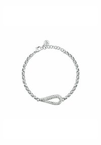 Bracciale in argento con un charm a goccia decorato con cristalli trasparenti, finitura lucida e una chiusura sicura.