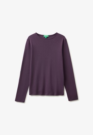 United Colors of Benetton, CREW NECK LONG SLEEVE FINE RIBBED T-SHIRT, SLIM FIT... - Longsleeve - violet