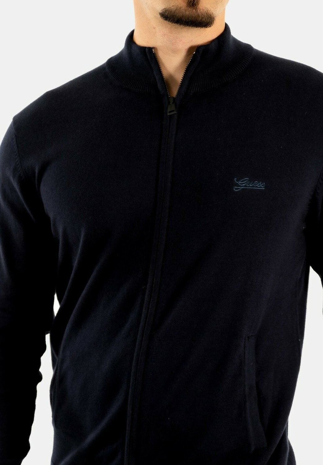 Guess Sweat à capuche zippé - bleu 