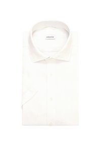 Witte langemouwdresshirt, van katoen, met een puntige kraag, regular fit, voorzien van knopen aan de voorkant en een opgerolde mouw aan één kant.