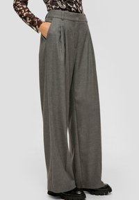 s.Oliver BLACK LABEL MELIERTE MIT WIDE LEG - Stoffhose - graphit