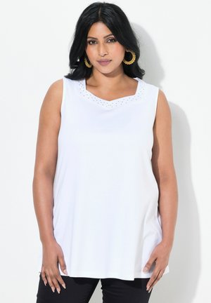 Ulla Popken RHINESTONE NECKLINE TANK - Top - snow white