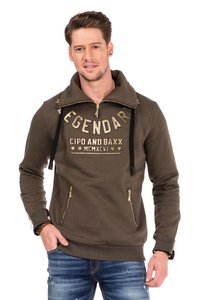 Cipo & Baxx MIT HOHEM REISSVERSCHLUSSKRAGEN - Hoodie - khaki