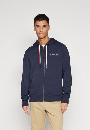 Tommy Hilfiger GLOBAL STRIPE HOODED ZIP - Sweater met rits - desert sky