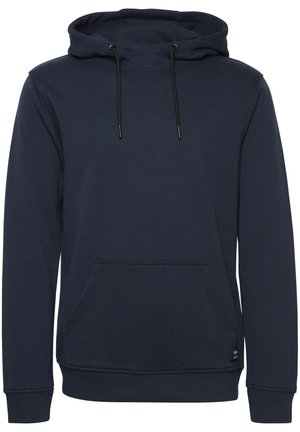 Tumed sinine kapuutsiga särk, millel on nöörid, känguru tasku, soonikkoes varrukad ja alläär. Valmistatud tekstuuriga kangast, millel on peen logo silt.