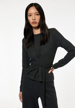 BELTED - Neule - anthracite