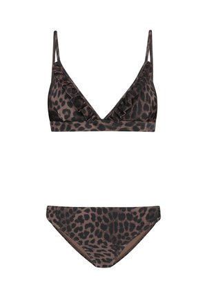 The Sunshine Brand FIXED TRIANGLE RUFFLE - Bikini - brown peaky panther