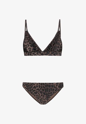 The Sunshine Brand FIXED TRIANGLE RUFFLE - Bikini - brown peaky panther
