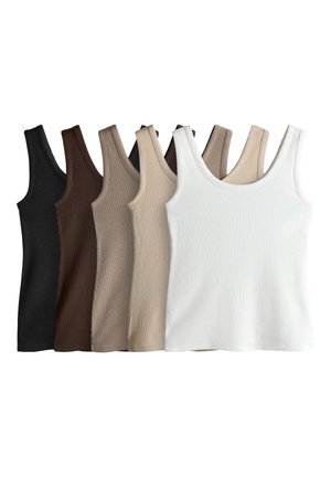 THE SET REGULAR FIT - 5 PACK SCOOP NECK  - Top - white black brown taupe brown neutral