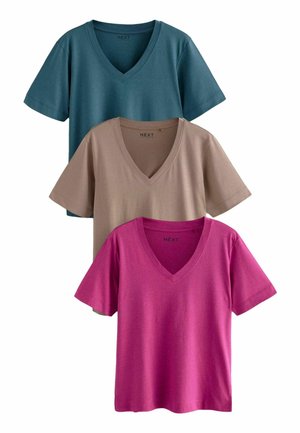 REGULAR FIT SLOUCH SHORT SLEEVE 3 PACK - Tričko s potlačou - red teal