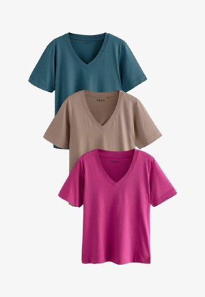 REGULAR FIT SLOUCH SHORT SLEEVE 3 PACK - Majica kratkih rukava s printom - red teal