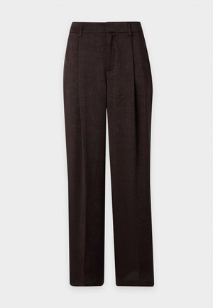 Gina Tricot, PLEATED TROUSERS - Παντελόνι - dark brown