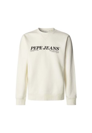 Crewneck sweatshirt i off-white bomull. Har svart "PEPE JEANS"-logga tvärs över framdelen, med ribbade cuffs och nederkant. Mjuk textur.
