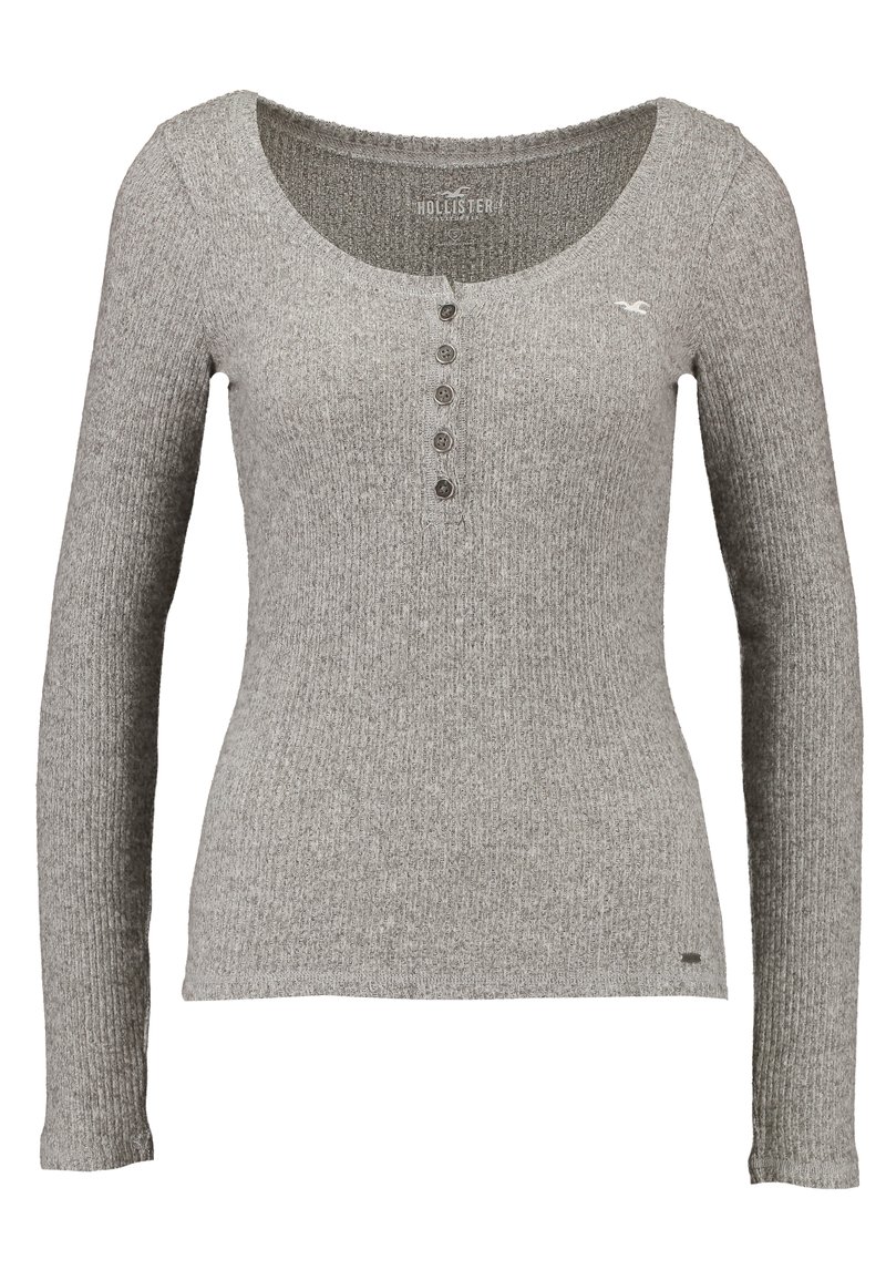 【YOURNUS】Chrome Henley Neck Long Sleeve Hollister Co. Long-Sleeve Ribbed Henley T-Shirt - Bluzka z