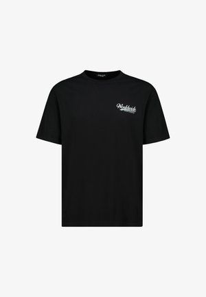 Black short-sleeve T-shirt with white "Worldwide Sublevel Collection" text on the left chest and a crew neck collar.