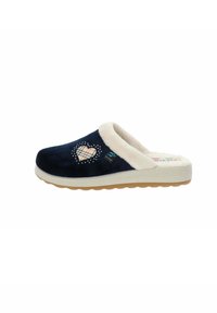 Flyflot Chaussons Homme 882221 – Bleu, Velours Stretch, Semelle PU, Velcro – Pointure 46 EU