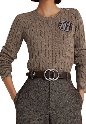 Stickad tröja - taupe