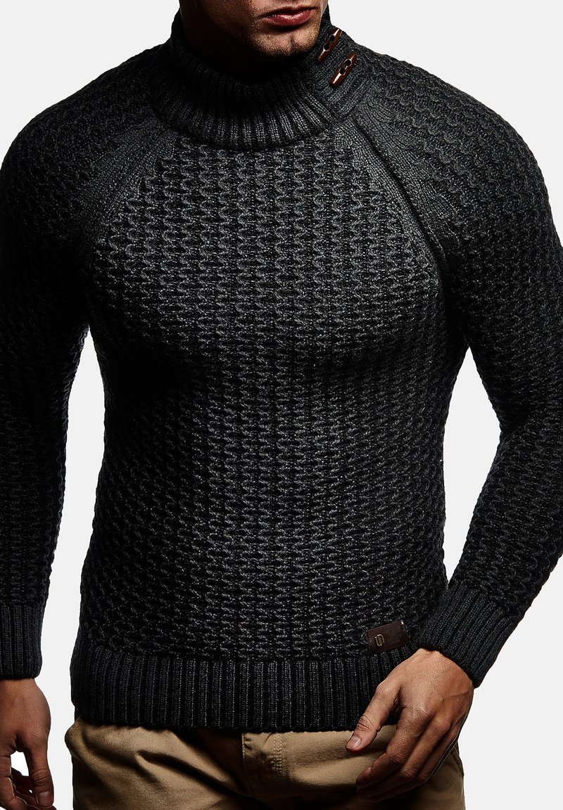 Leif Nelson Heren gebreide trui LN5060, Grijs, 3XL