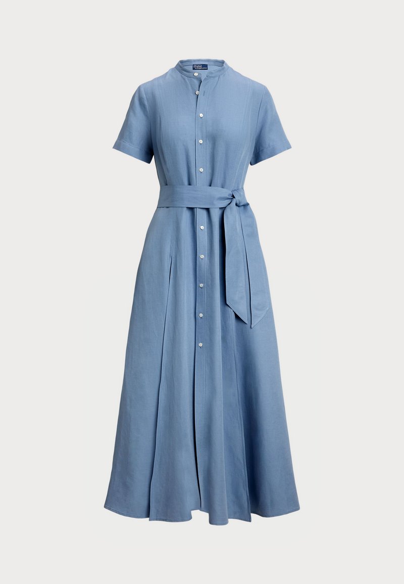 Polo Ralph Lauren BELTED SILK BLEND A LINE DRESS - Freizeitkleid - channel  blue/blau - Zalando