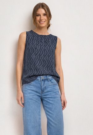 Street One, BLUSENTOP MIT GERAFFTEM RUNDHALS - Blouse - ashen blue