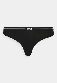 String noir avec une texture lisse, doté d'une taille de marque BOSS avec un accent en ligne blanche. Design simple, couverture minimale.