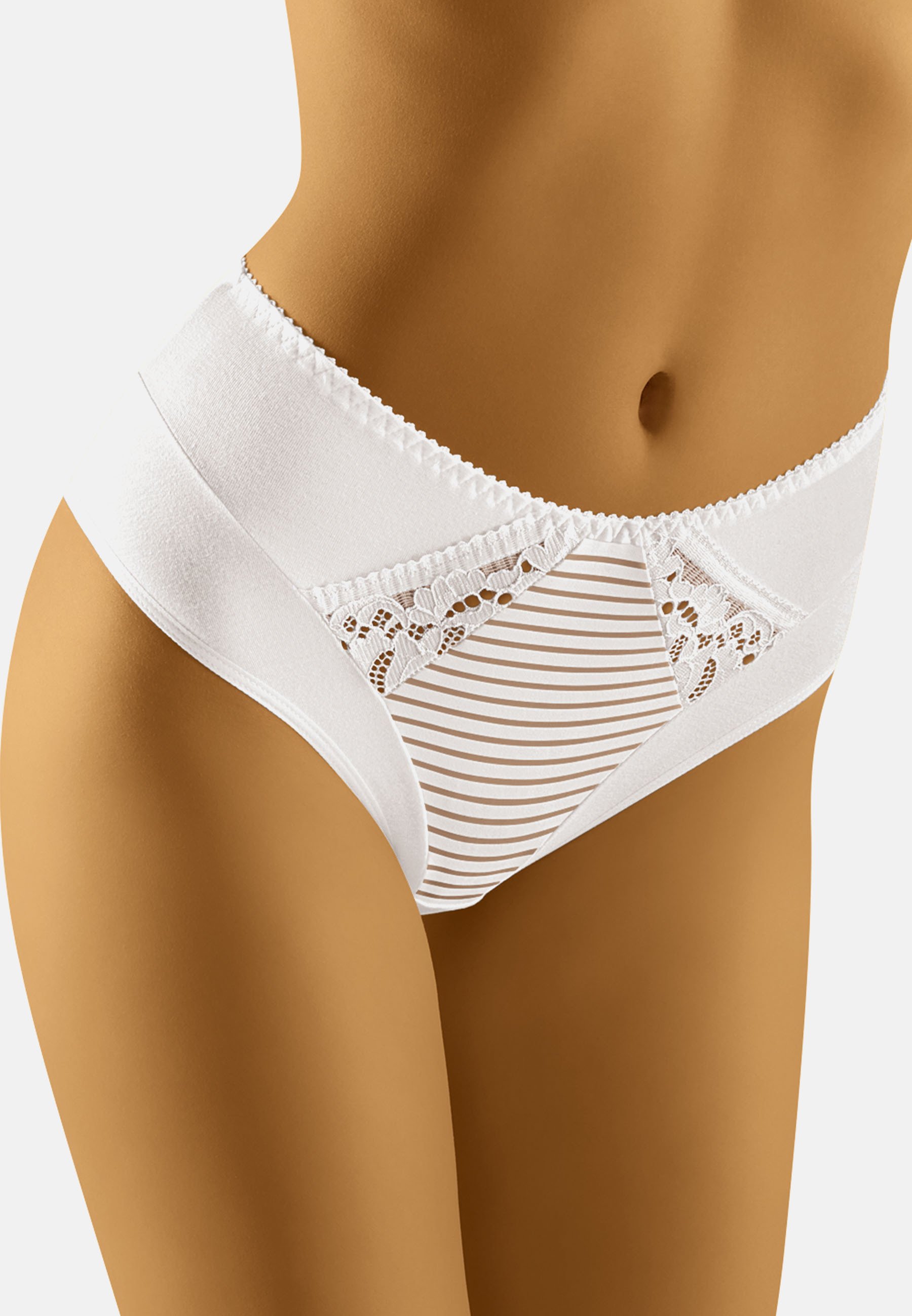 Wolbar Slip Donna Vita Bassa WB134: In Cotone Morbido Con Pizzo Elasticizzato, Colore Bianco, Taglia M