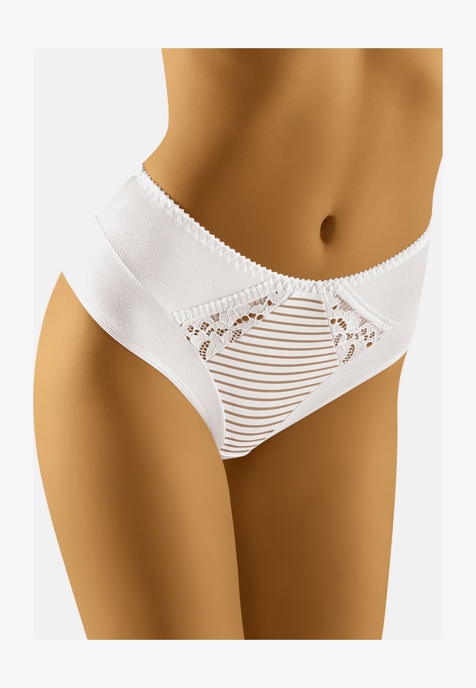 Wolbar Slip Donna Vita Bassa WB134: In Cotone Morbido Con Pizzo Elasticizzato, Colore Bianco, Taglia M